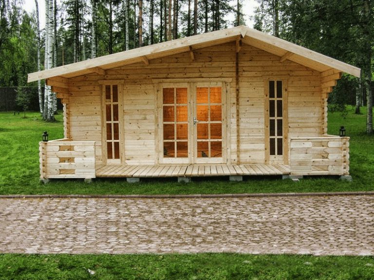 Dřevěný zahradní domek SANTIAGO – čelní pohled na dvoukřídlé dveře