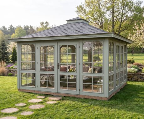 Dřevěný altán NORFOLK – vizualizace: barevná varianta – šalvějová