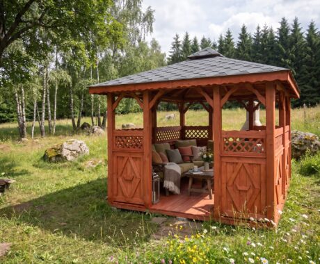 Dřevěný altán OMAHA – vizualizace: letní odpoledne – pohled 3