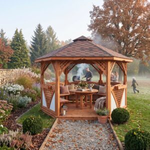 Dřevěný altán SAN JUAN 3,2m – vizualizace: grilování