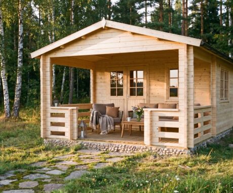 Zahradní domek MONTANA – vizualizace: zlatá hodina v zahradě