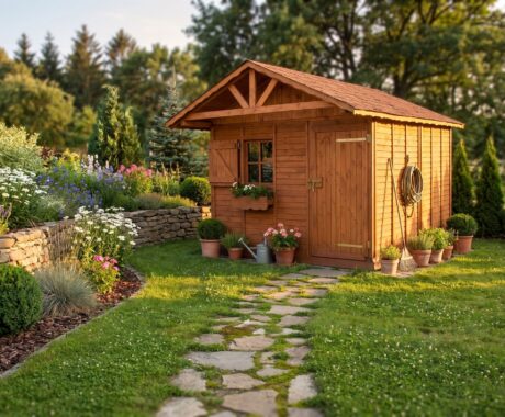 Zahradní domek KARPATY – vizualizace: přírodní dřevo